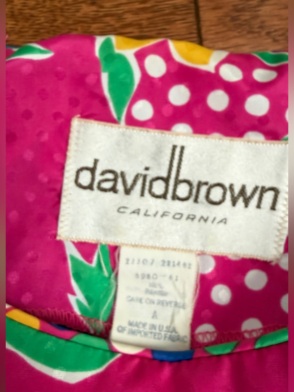 Vintage 70’s 80’s David Brown  Flower Print Caftan Dress Sz L - Picture 6 of 10